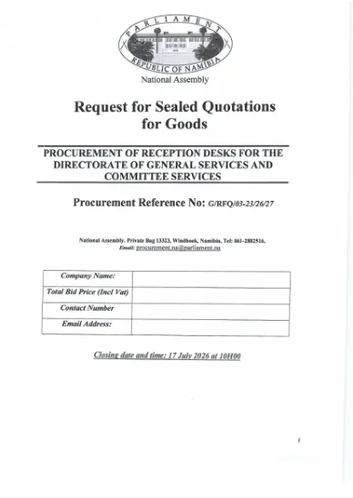 RECEPTION DESK FOR THE DIRECTORATE GENERAL AND COMMITTEE SERVICES — original first page
