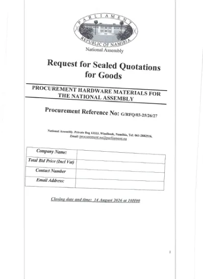 First-page preview of the original bid notice