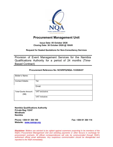 First-page preview of the original bid notice