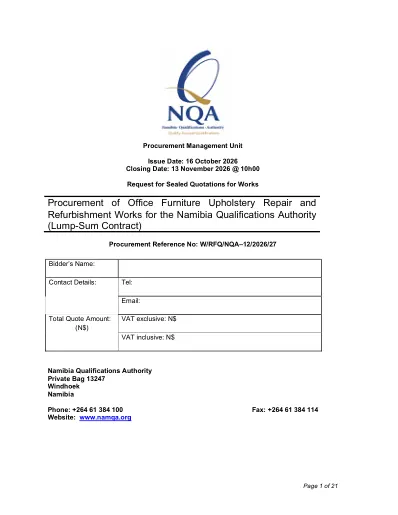 Download RFQ Document — original first page