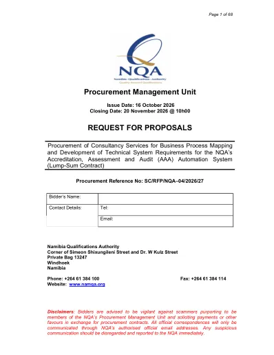 First-page preview of the original bid notice