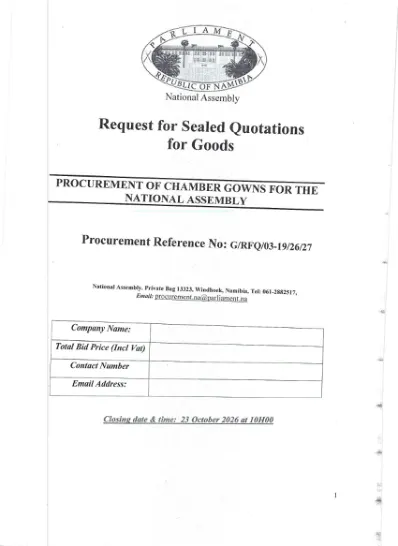 First-page preview of the original bid notice