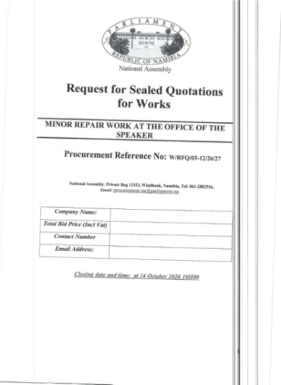 MINOR REPAIR WORK AT THE OFFICE OF THE SPEAKER_0001 — original first page