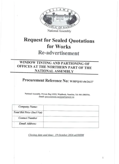 First-page preview of the original bid notice