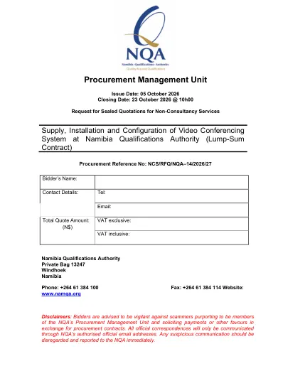 First-page preview of the original bid notice