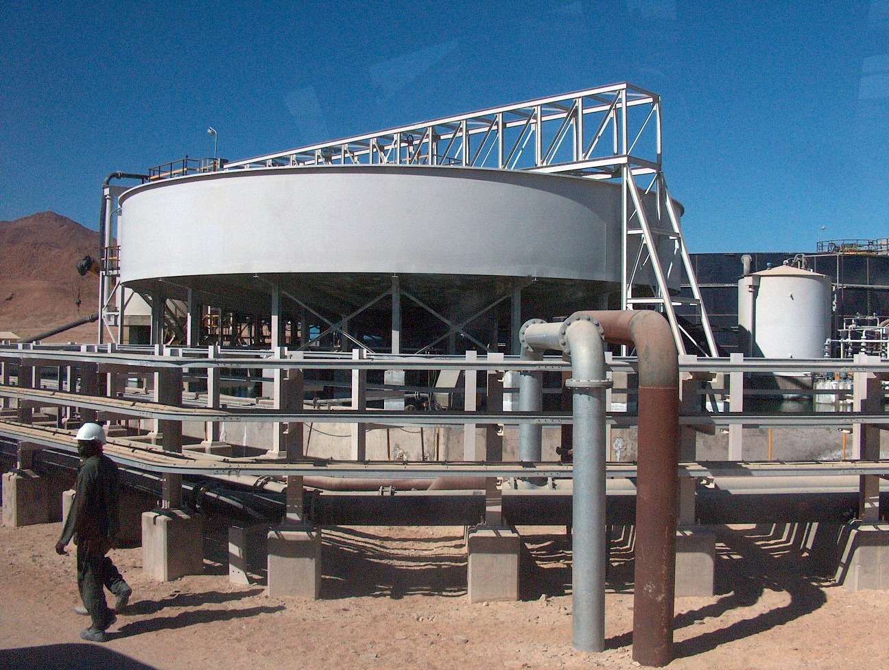 industrial thickener structure at Langer Heinrich uranium mine in Namibia